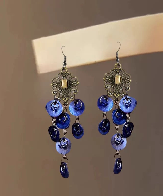 Pendentif oreilles creux bleu argent sterling plage - EasyApparels