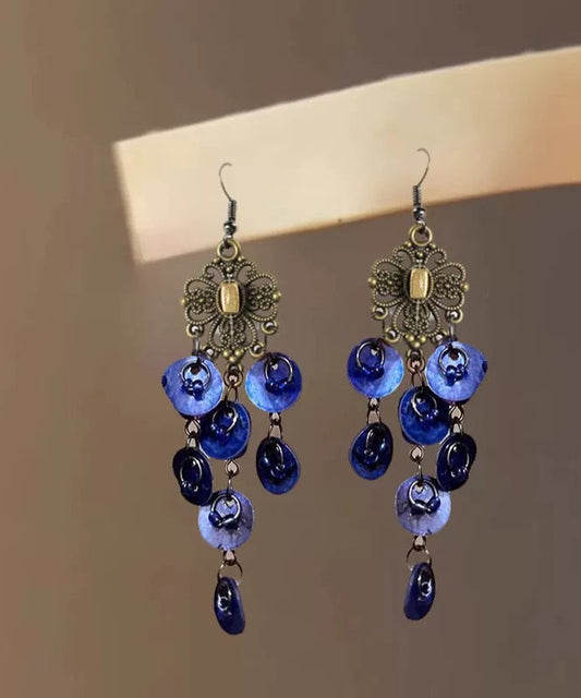 Pendentif oreilles creux bleu argent sterling plage - EasyApparels