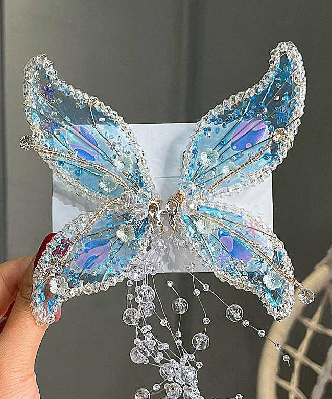 Jolie broche à cheveux fille acrylique bleu décorative - EasyApparels