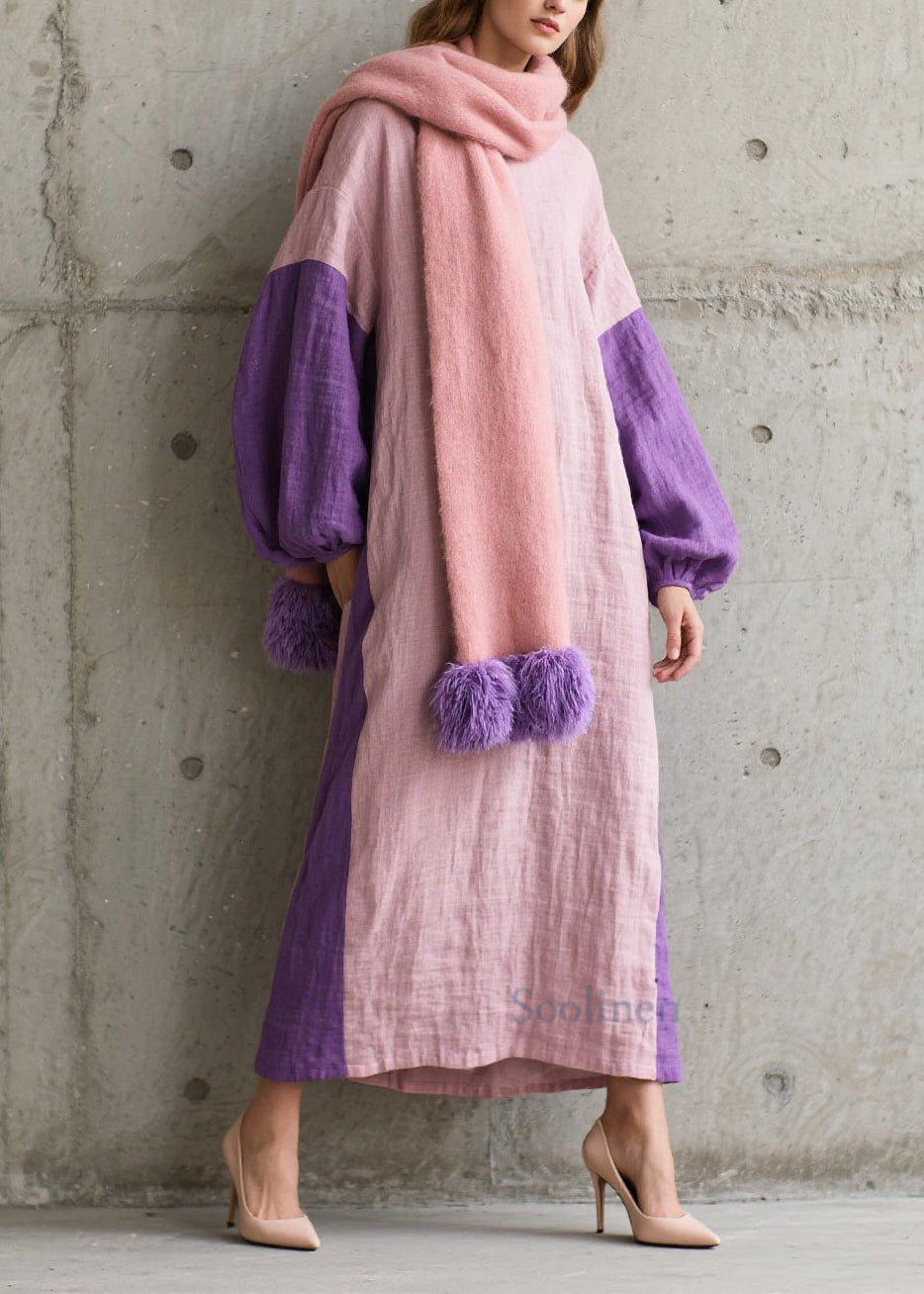 Robe patchwork couleur automne en coton doux - EasyApparels