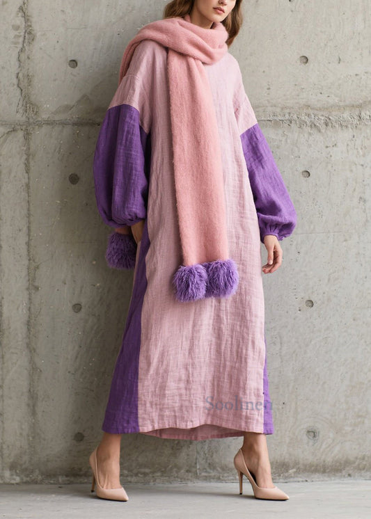 Robe patchwork couleur automne en coton doux - EasyApparels