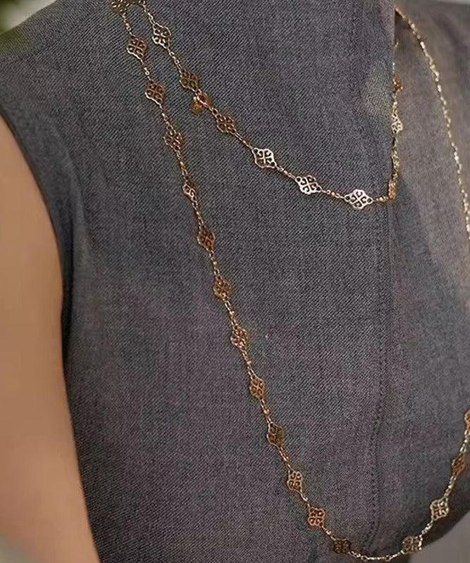 Ornate Golden Copper Necklace with Cutout Design - EasyApparels