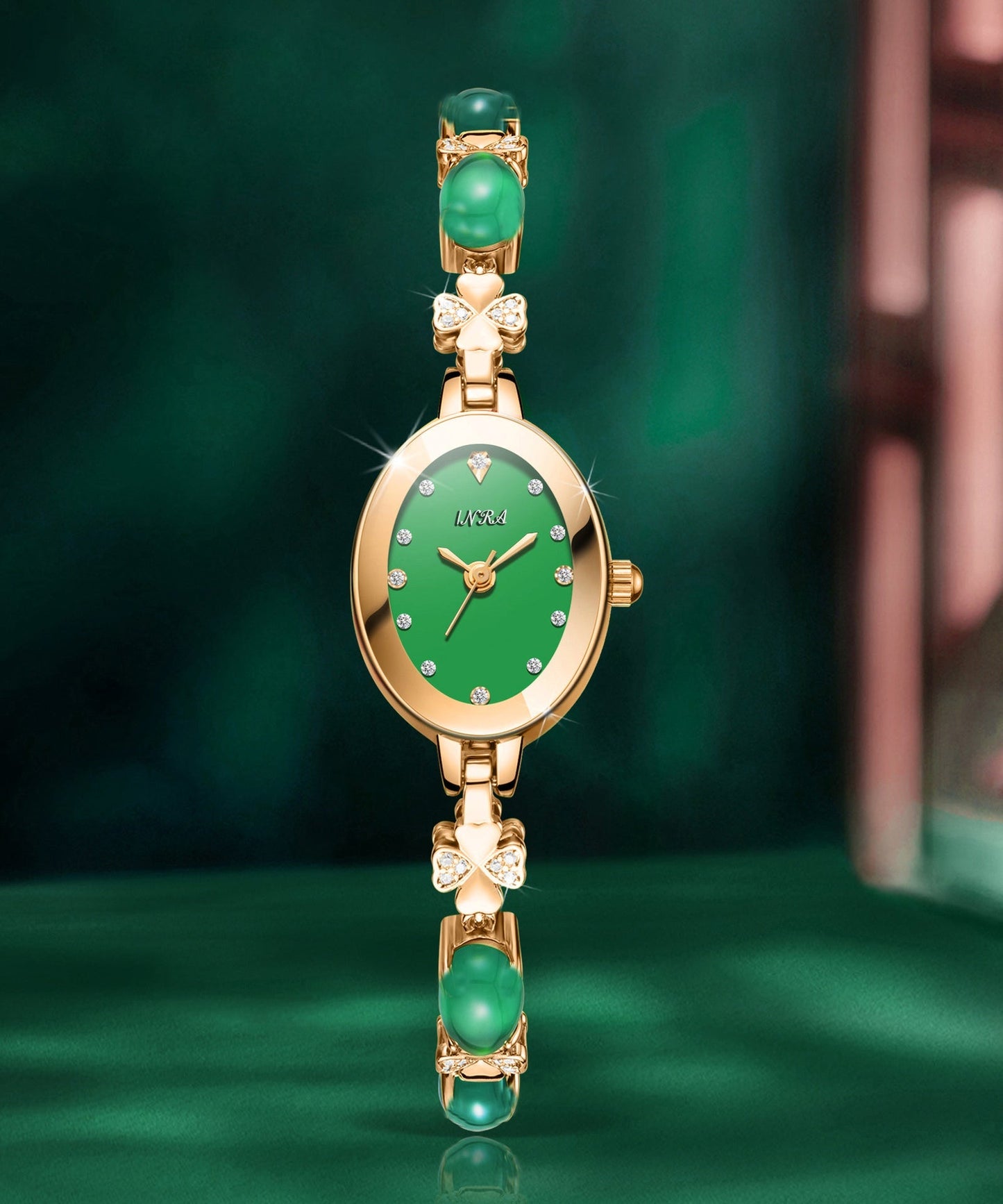 Beau cadran vert montre en verre minéral - EasyApparels