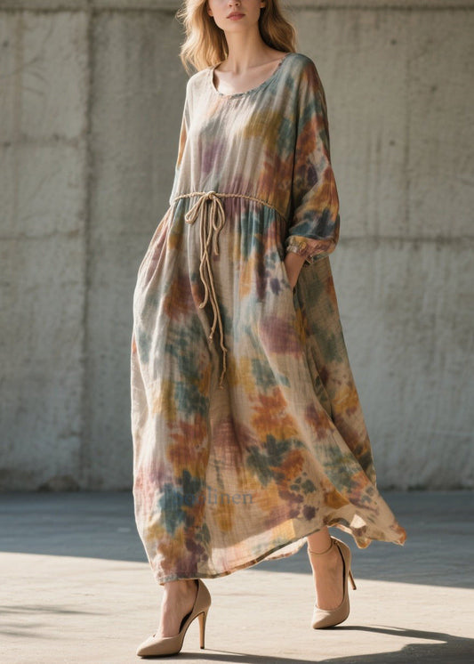 Robe longue chic kaki en coton pour automne - EasyApparels