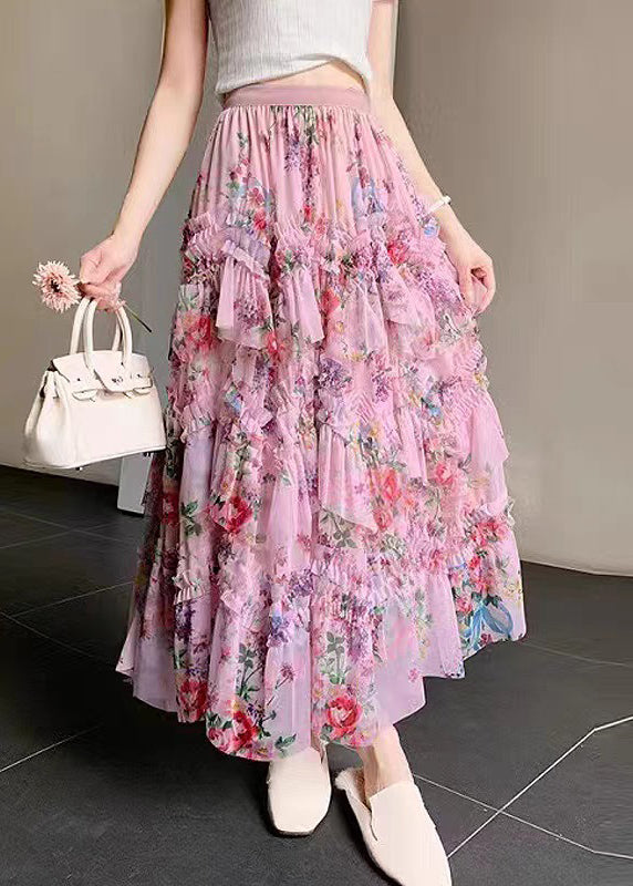 Jupes féminines en tulle avec volants roses - EasyApparels