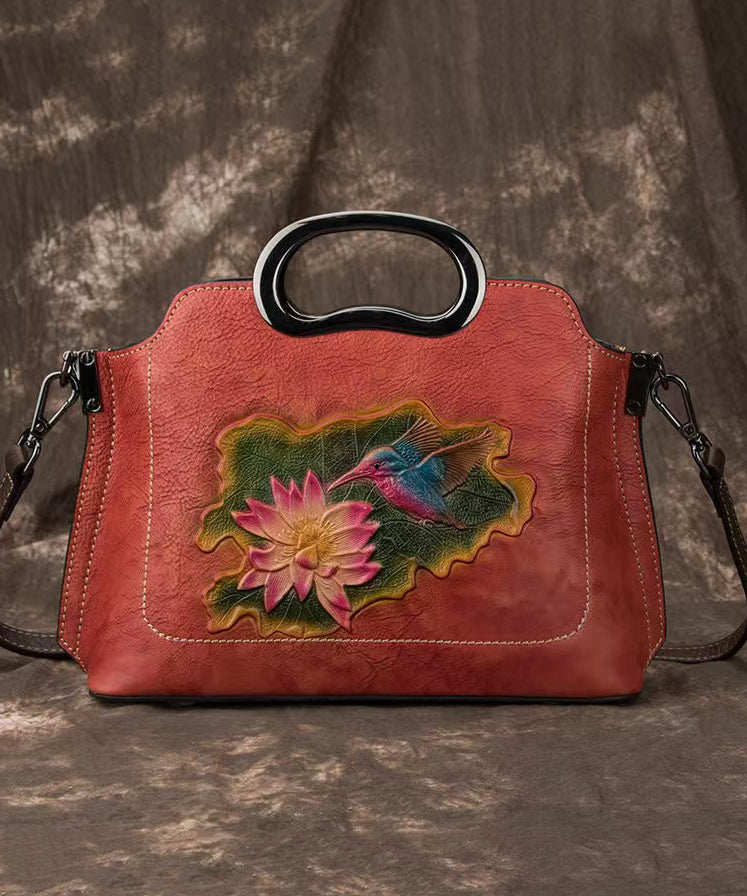 Luxury Red Leather Tote Bag - EasyApparels