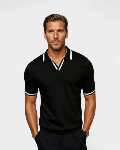 Chemise Poloshirt Homme Col Ouvert et Contraste - BerlinGlamour