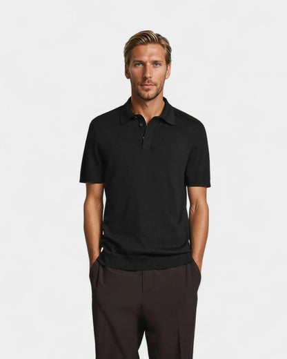 Chemise Polo en Soie Noir Élégant - BerlinGlamour