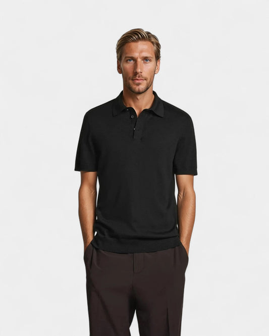 Chemise Polo en Soie Noir Élégant - BerlinGlamour