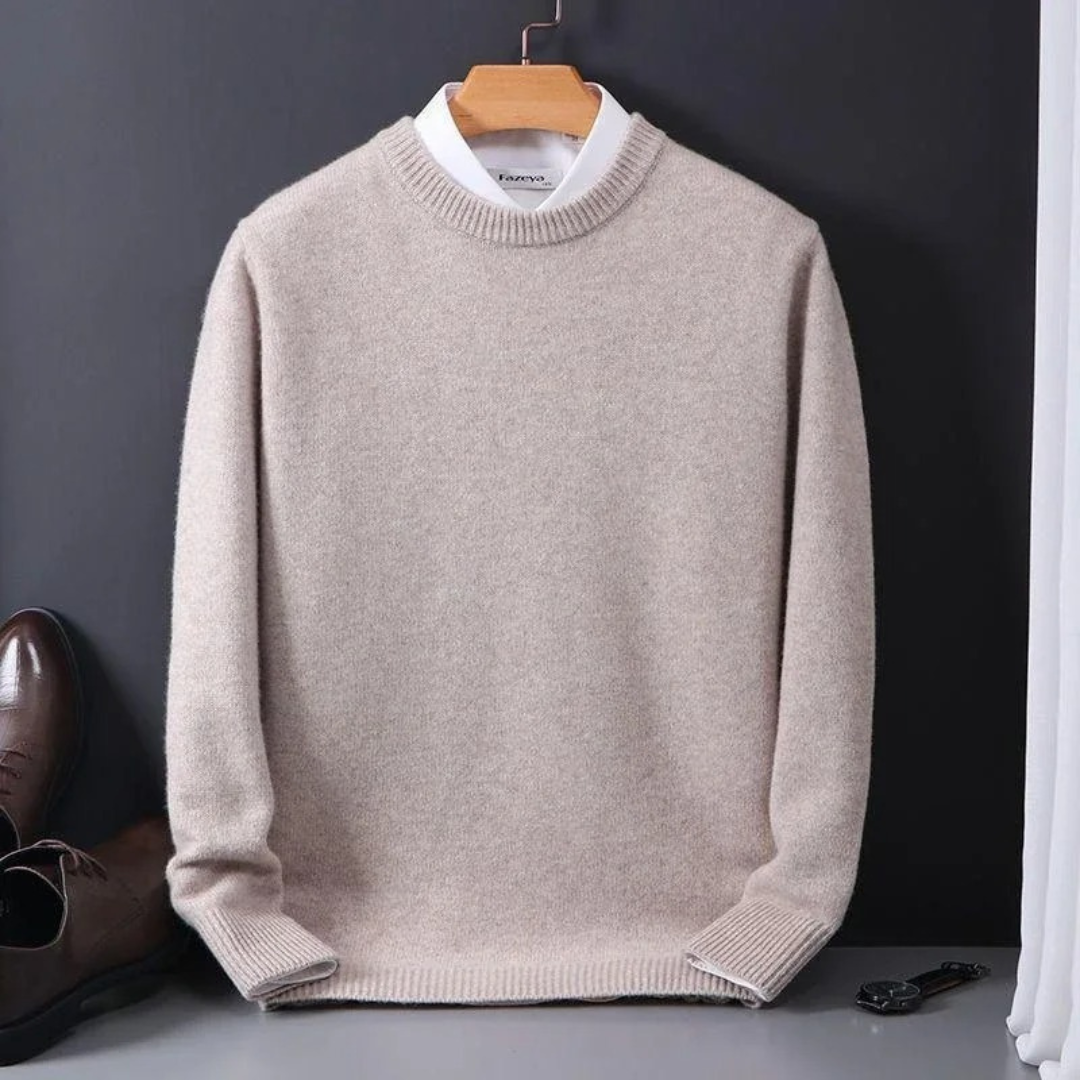 Pull Homme Laine Mélangée Noir Élégant