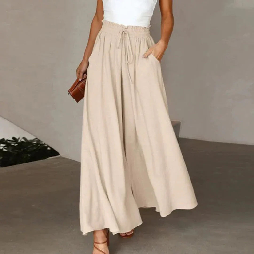 Pantalon Taille Haute Élégant avec Jambes Larges