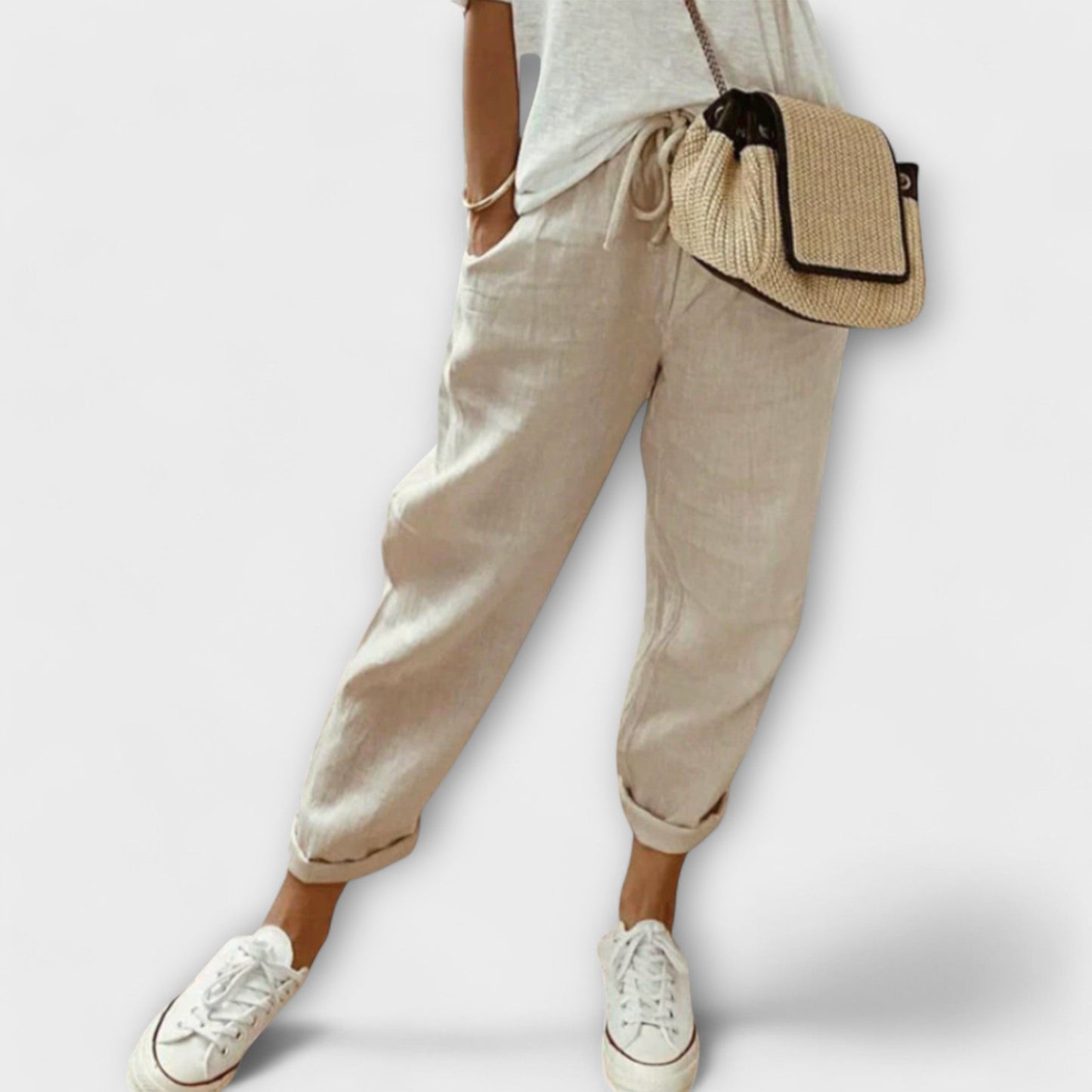 Pantalon Lin Élastique Féminin Slim Fit - PanierRoyale