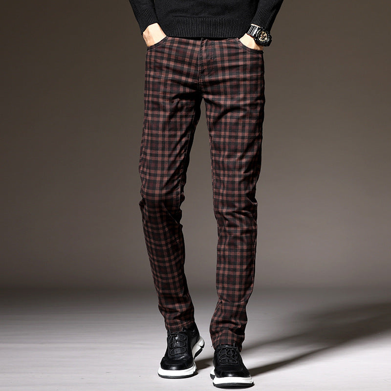 Pantalon Carreaux Slim Fit Chic Automne