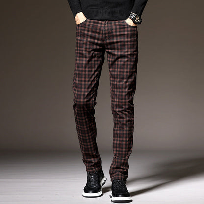 Pantalon Carreaux Slim Fit Chic Automne