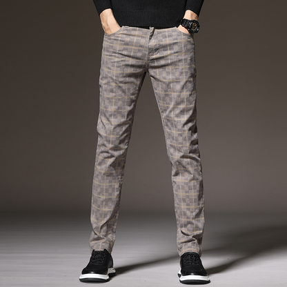 Pantalon Carreaux Slim Fit Chic Automne
