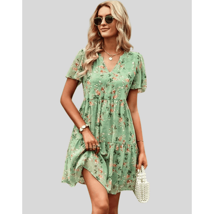 Robe Été Courte à Fleurs pour Femme