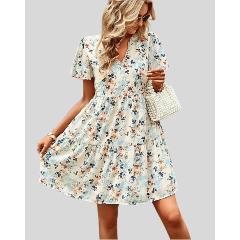 Robe Été Courte à Fleurs pour Femme