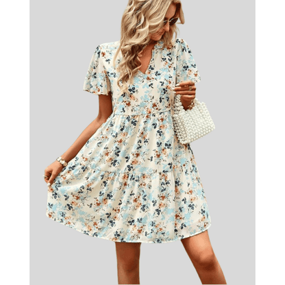 Robe Été Courte à Fleurs pour Femme