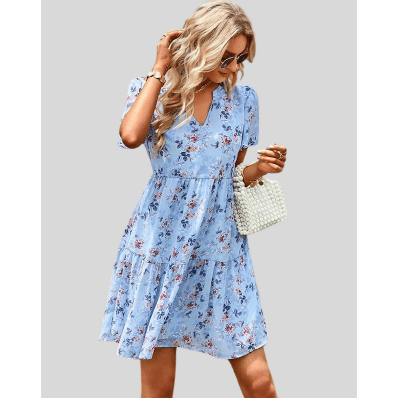 Robe Été Courte à Fleurs pour Femme