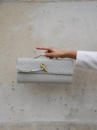 Sac Clutch Tressé en Cuir Artificiel