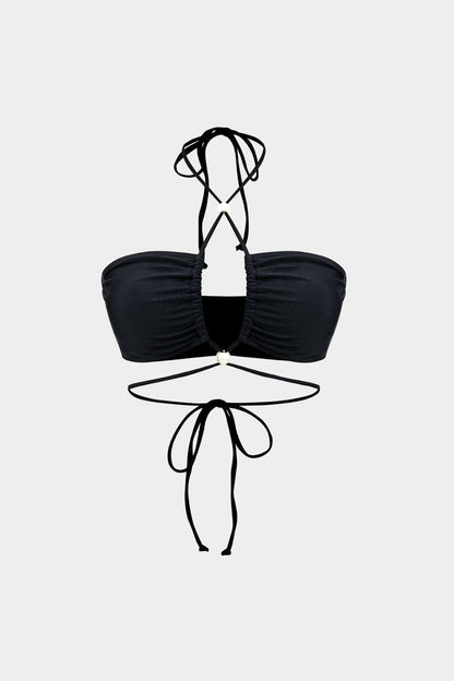 Maillot de bain bikini 3 pièces avec ceinture et pareo transparent