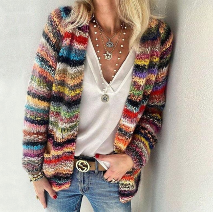 Cardigan Femme Coloré Rayé Doux - PanierRoyale