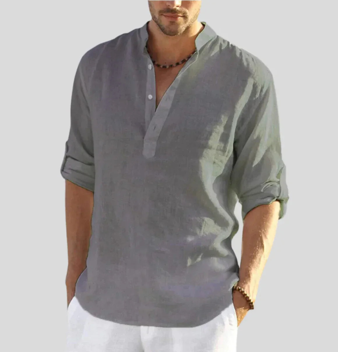 Chemise Lin Coton Homme Classique avec Col