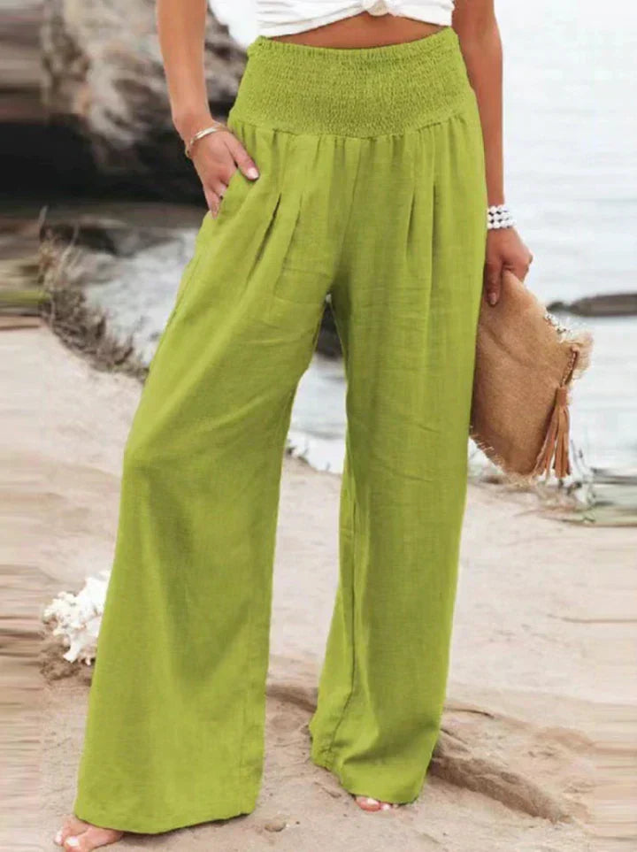 Pantalon Femme Élégant en Lin de Luxe Couleurs Tendances
