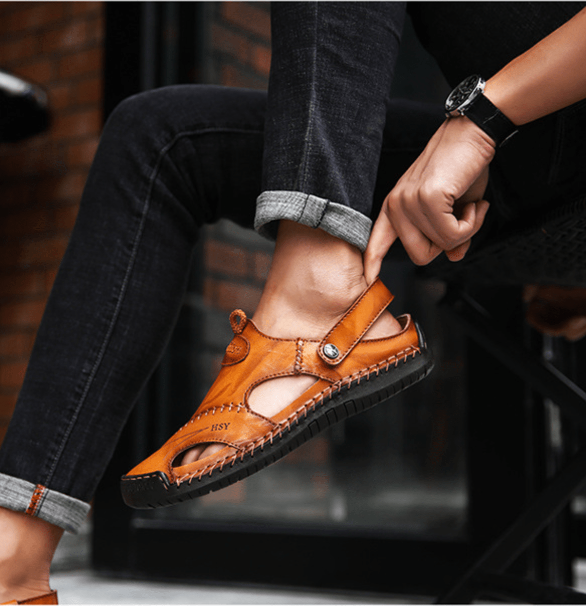 Sandales Homme Cuir Souple et Respirant