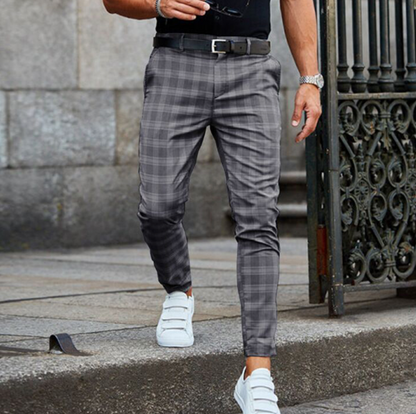 Pantalon Carreaux Homme Chic Noir et Gris
