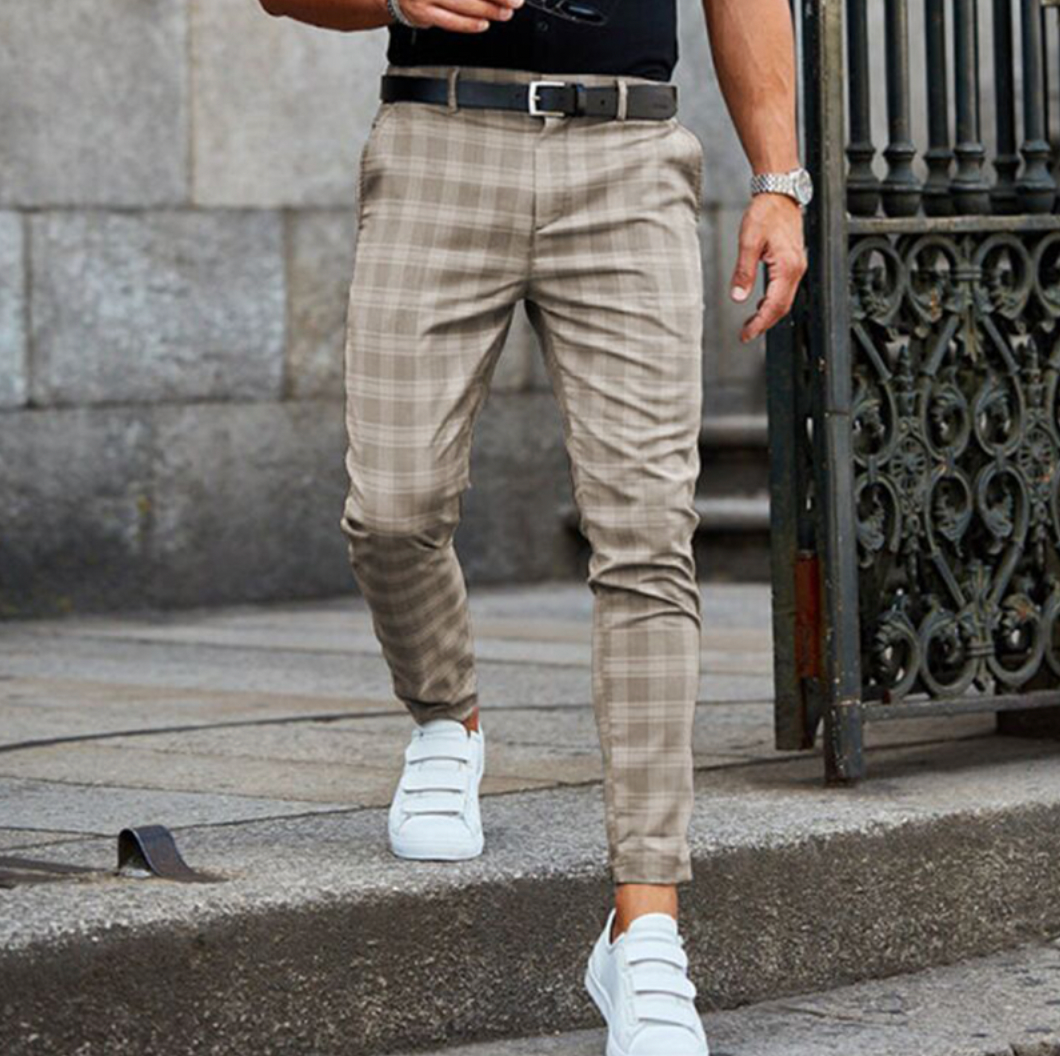 Pantalon Carreaux Homme Chic Noir et Gris