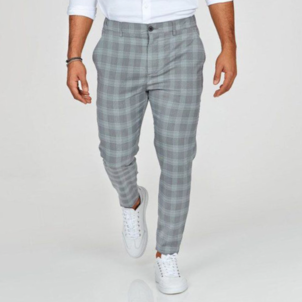 Pantalon Carreaux Homme Chic Noir et Gris