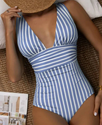 Maillot de bain femme rayé décolleté plongeant séduisant