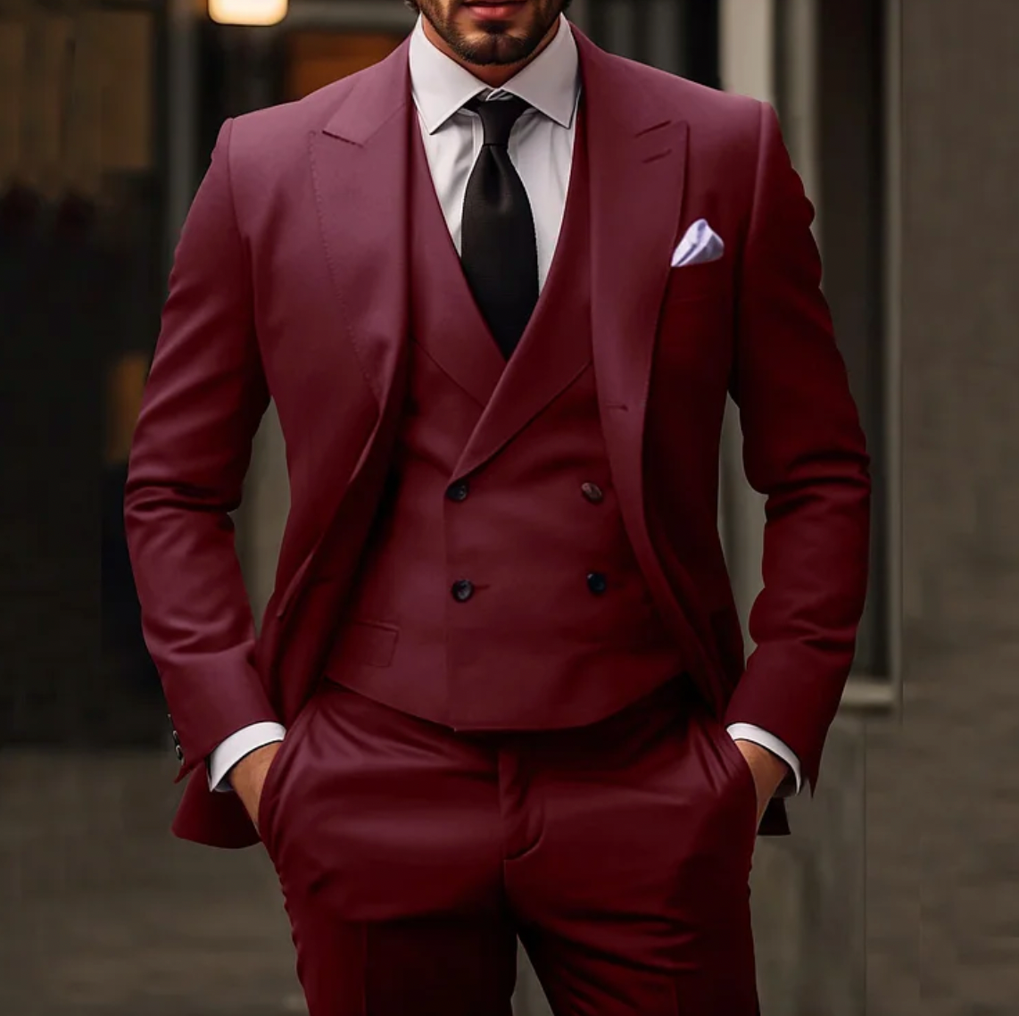 Costume Homme Mariage Classique Trois Pièces Noir