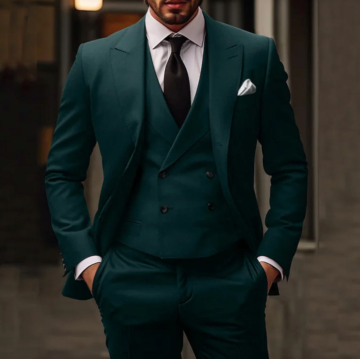 Costume Homme Mariage Classique Trois Pièces Noir