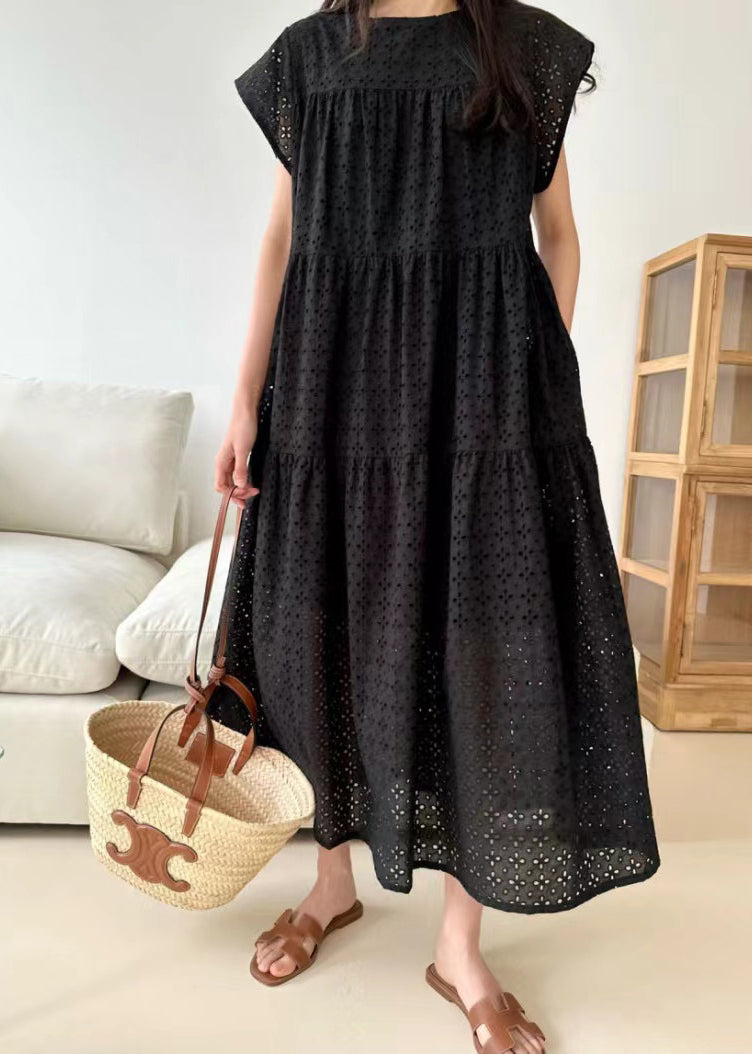 Robes d'été légères en coton noir dentelle - EasyApparels