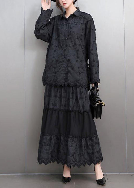 Robe deux pièces élégante dentelle noire femme - EasyApparels