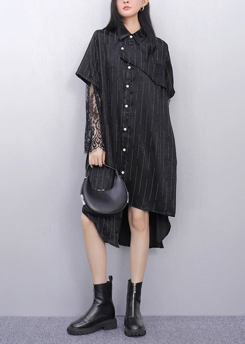 Robe décontractée noire à dentelle pour femme été - EasyApparels