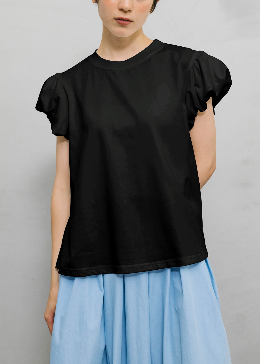 T-shirt noir en coton doux à col rond et manches courtes - EasyApparels