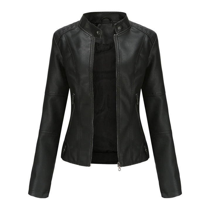 Blouson Cuir Noir Élégant avec Fermeture Éclair