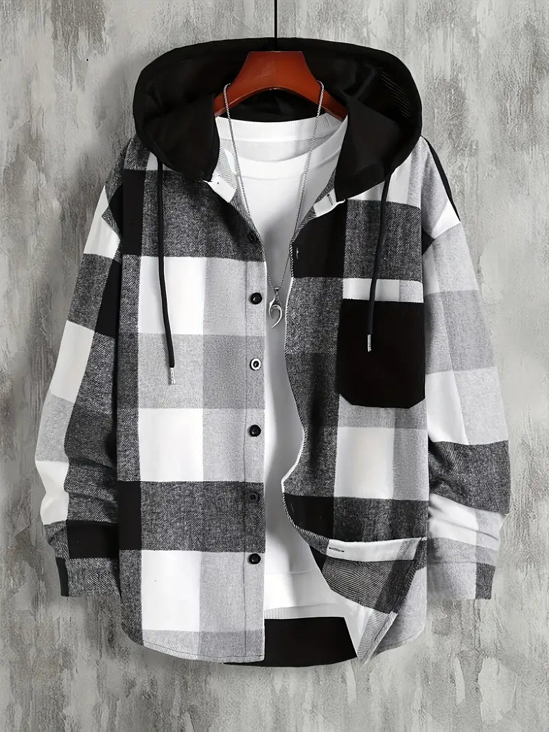 Veste à Capuche Homme Carreaux Douce et Confortable - PanierRoyale
