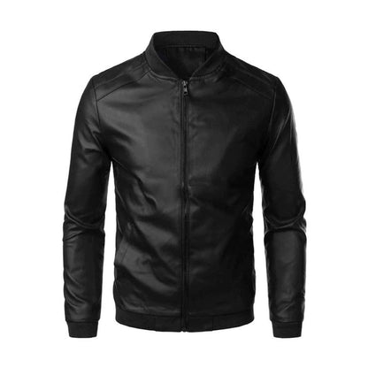 Veste Homme Chic en Cuir avec Fermeture Éclair