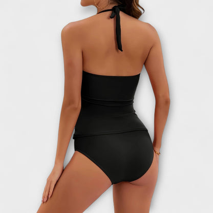 Maillot de bain une pièce Femme Col en V Halter Froncé