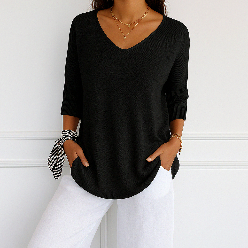 Pull Femme Col V Léger et Confortable