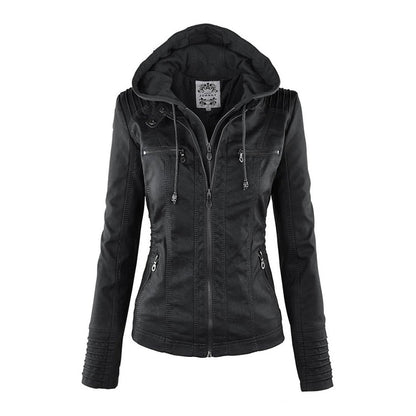 Veste Motarde En Cuir À Capuche Pour Femme | Hiver