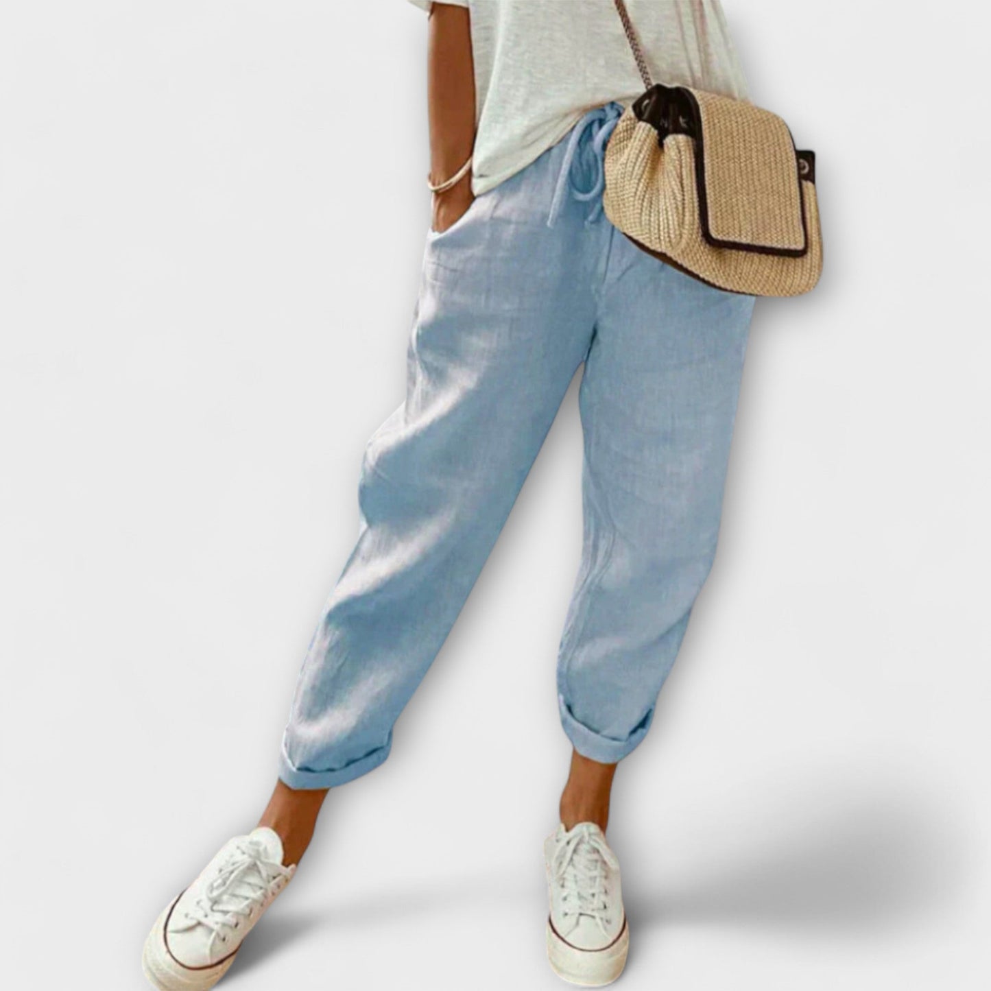 Pantalon Lin Élastique Féminin Slim Fit