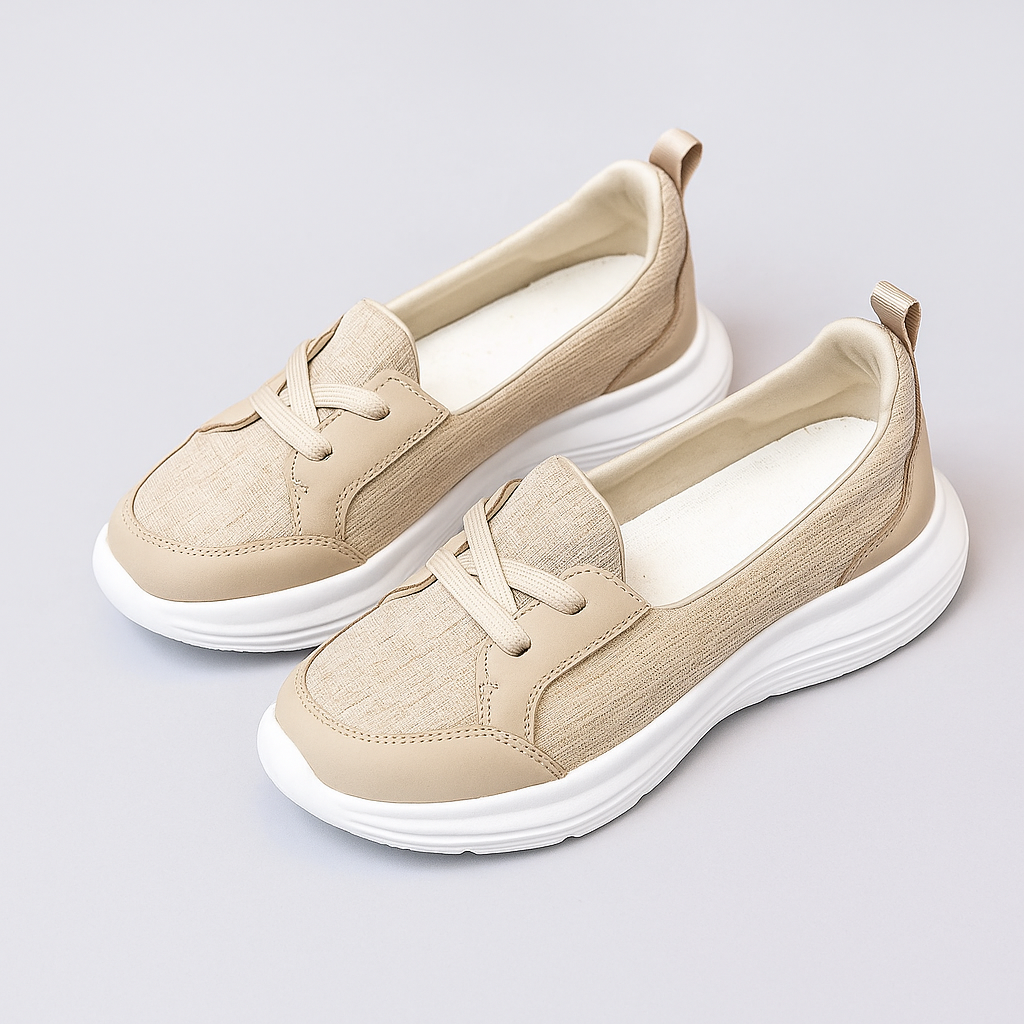Baskets Femmes Beige Chaussures Lacets Décontractées - PanierRoyale