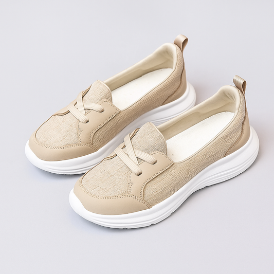 Baskets Femmes Beige Chaussures Lacets Décontractées - PanierRoyale