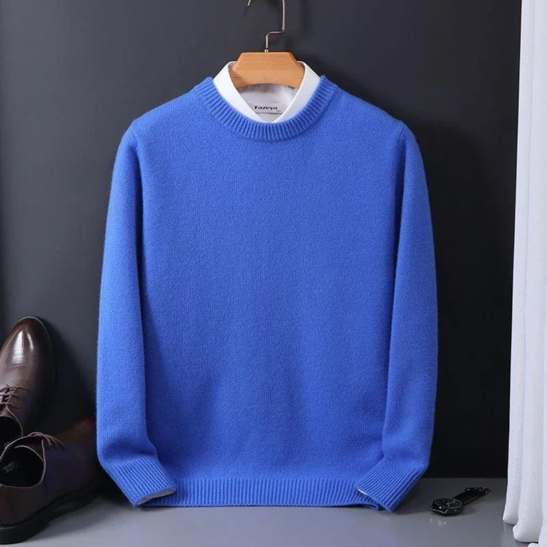 Pull Homme Laine Mélangée Noir Élégant