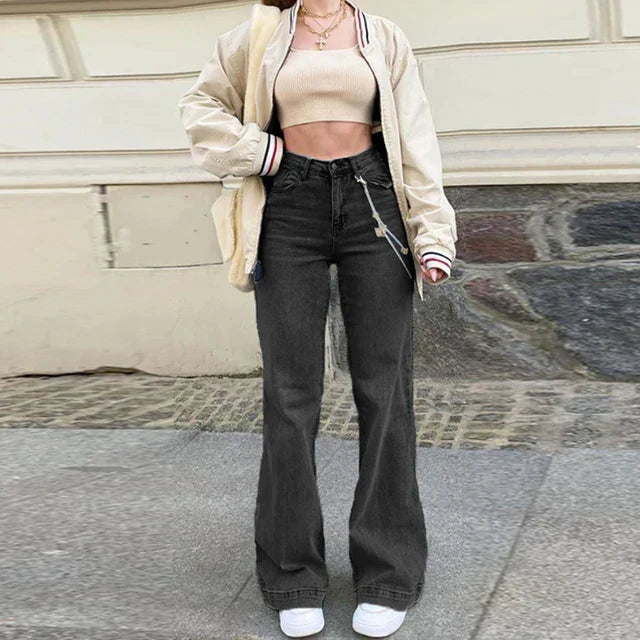 Jean Femme ClassiqueTaille Mi-Longue Élégante